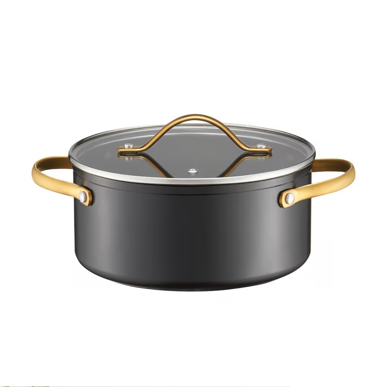 Oala cu capac Royal Gold, Ambition, 24 cm, 4.6 L, aluminiu forjat, strat antiaderent Qualum Basic, gri/auriu - imagine 5